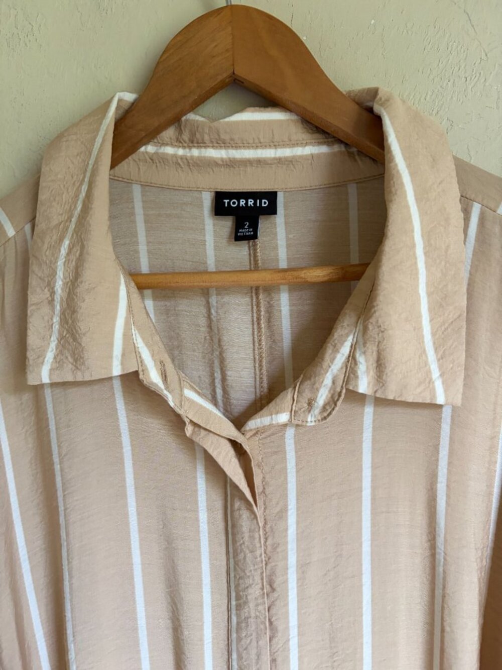 torrid Beige & White Striped Midi Shirt Dress with Tie Waist - Picture 7 of 12
